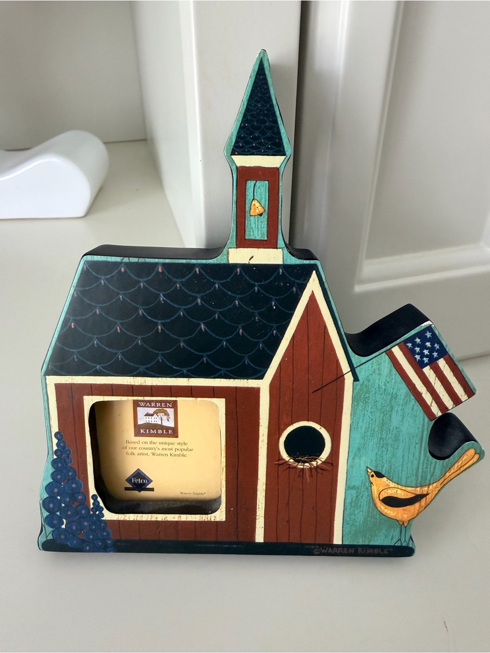 Vintage 90’S WARREN KIMBLE School House Bird House Wood Photo Frame